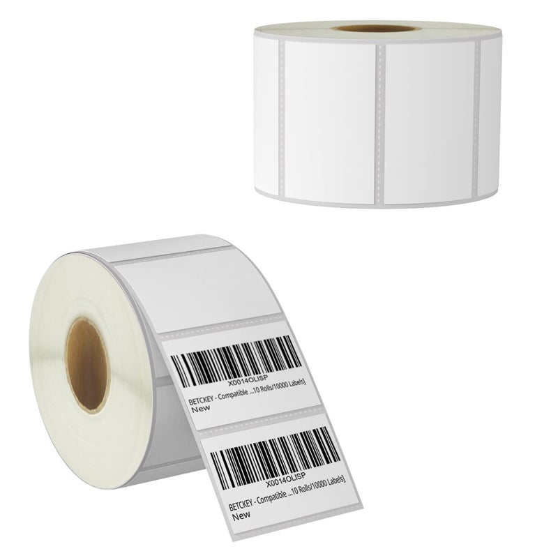 BETCKEY - 2.25" x 1.25" (57 mm x 32 mm) UPC Barcode & Multipurpose Labels Compatible with Zebra & Rollo Label Printer,Premium Adhesive & Perforated [2 Rolls, 2000 Labels] - Image 1